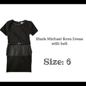 Black Michael Kors Dress with belt and attached skirt